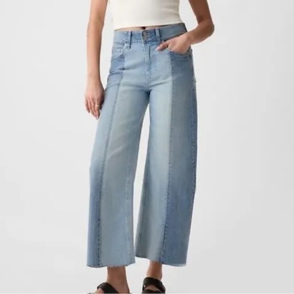 GAP Women's High Rise Stride Two Toned Jeans Size 16 Short - Picture 1 of 5